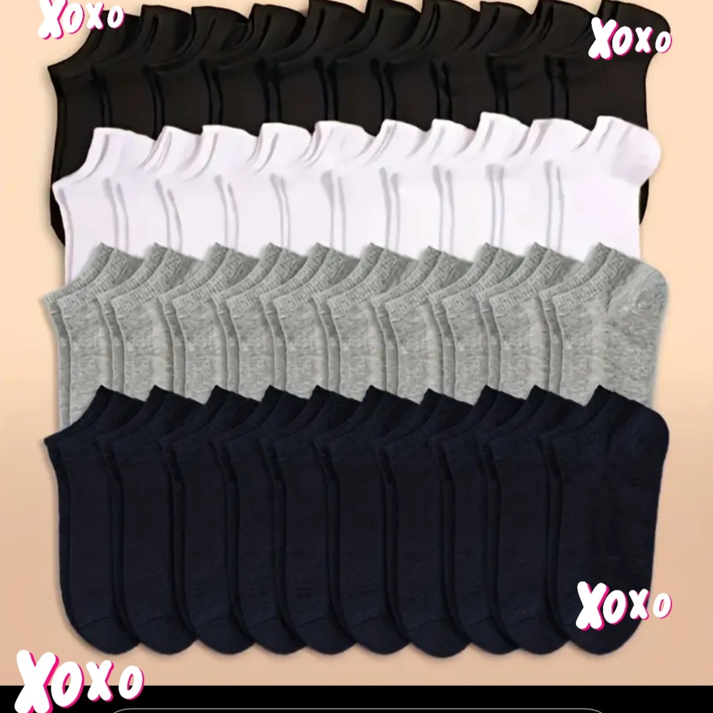 Women Assorted Ankle Socks - Black, White, Gray, and Navy